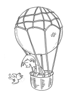 A coloring page of hot air balloon